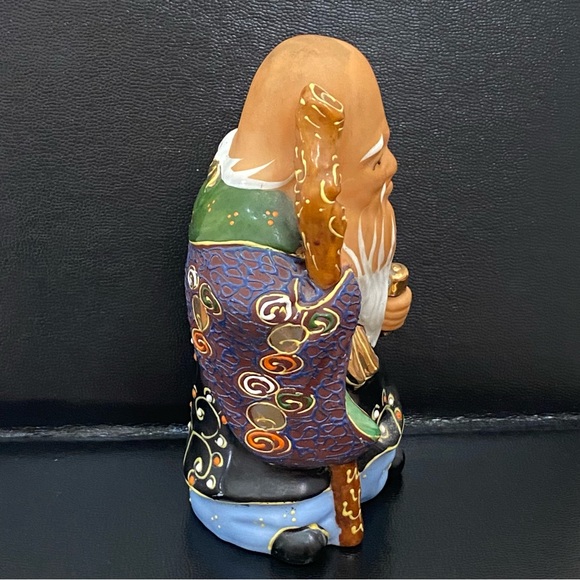 Vintage Signed Kutani Fukurokuju God Of Longevity & Wisdom 6” Porcelain Figurine - Picture 7 of 14